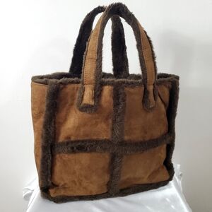 A. Giannetti Brown Faux Fur handbag